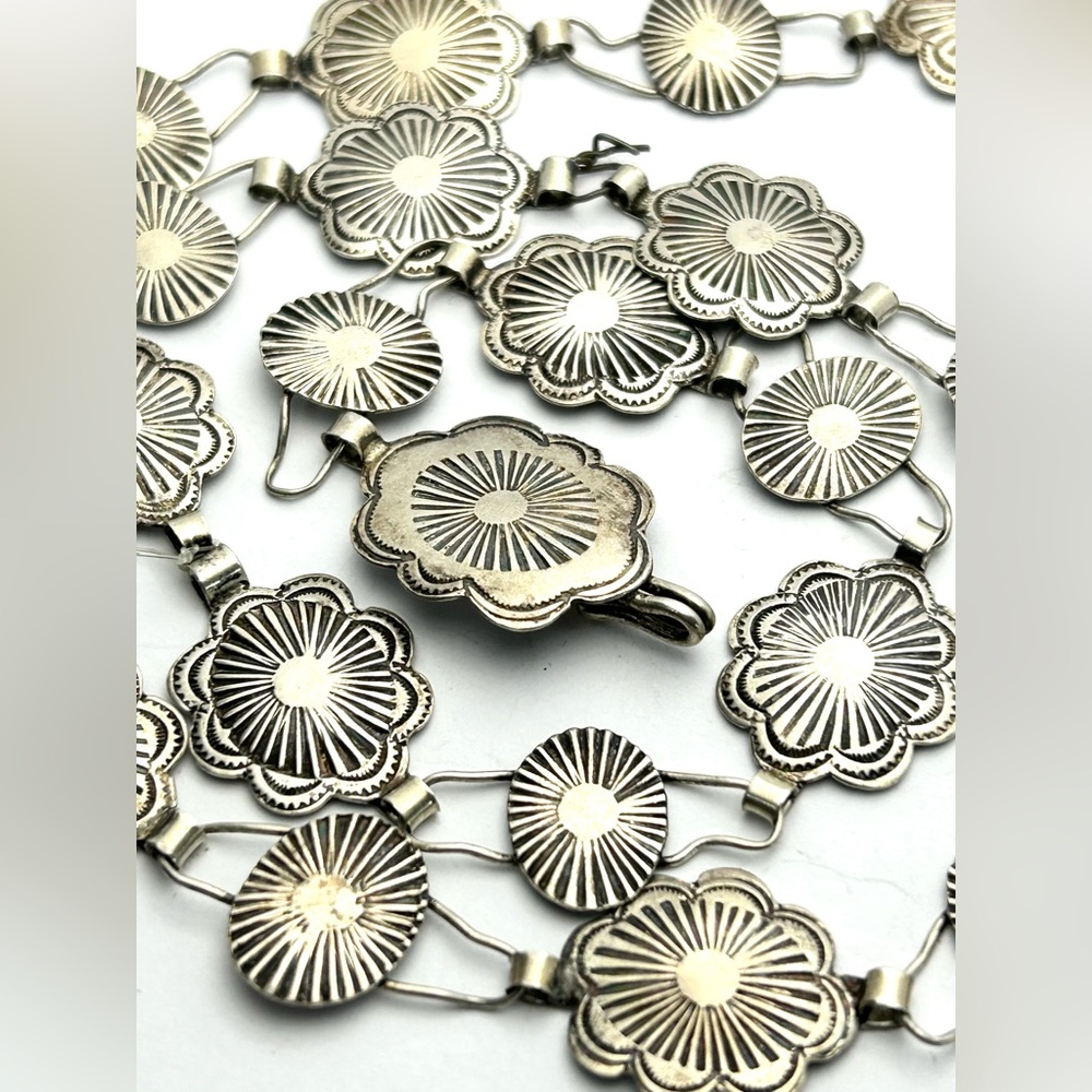 Navajo Silver Concho belt/necklace- Roger Skeet - Picture 2 of 14